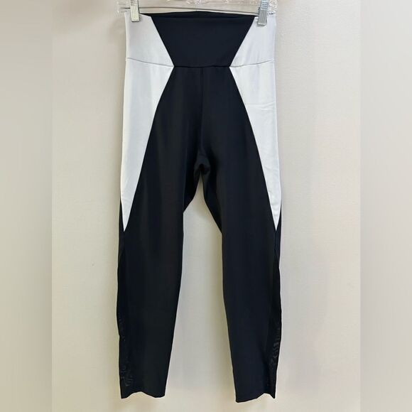 HEROINE SPORT BLACK/WHITE COLOR BLOCK LEGGINGS HIGH RISE LARGE - Picture 1 of 6
